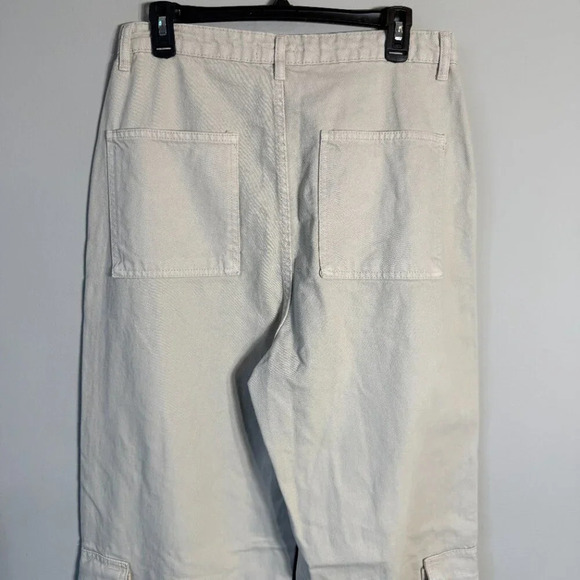 NWOT PrettyLittleThing Wide Leg Cargo Pants Women's 8 Tall Tan High Rise Neutral - Picture 9 of 13